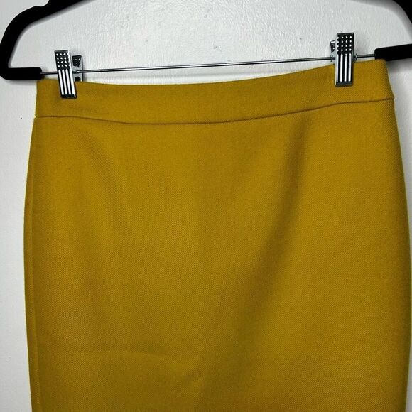 J. Crew Yellow No. 2 Pencil Skirt Size 2 Double-Surge Wool Academia Preppy - Picture 3 of 11